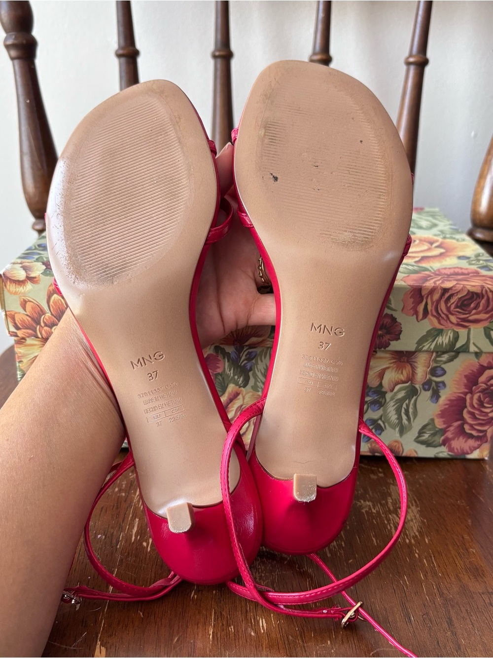 Mango Women’s RedStrappy Kitten Heel Sandals 6.5 - Picture 5 of 7